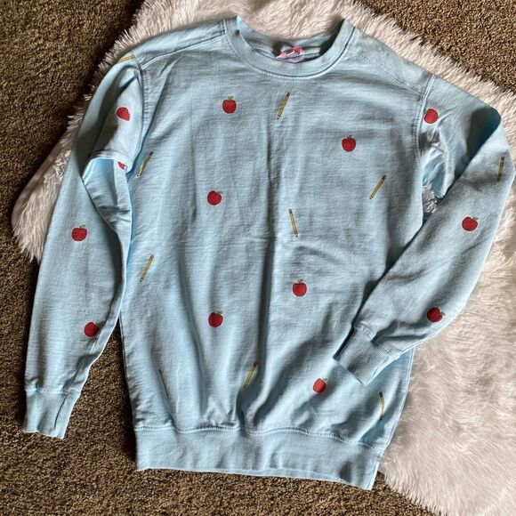 Callie Danielle Outfit Crew Neck Sweatshirt Shorts School Teacher Apple Pencils - Picture 3 of 14